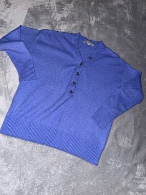 LOFT Men's V-Neck Button Cardigan - Blue